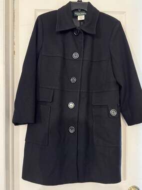 VTG Harve Benard by Benard Holtzman 100% Wool Car Coat Black size 10
